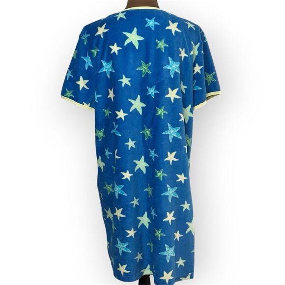 Jasmine Rose Intimates Soft Terry Cloth Front Zip Cover-up Star Robe Women’s L - Picture 7 of 7